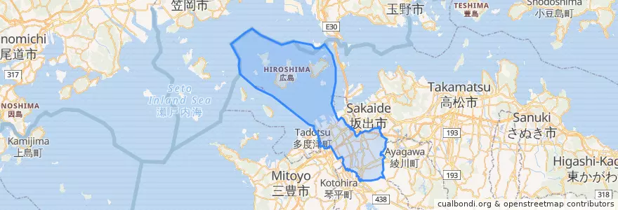 Mapa de ubicacion de 丸亀市.