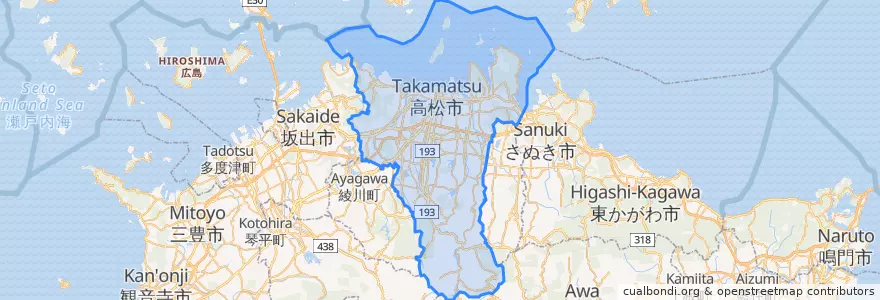 Mapa de ubicacion de 高松市.