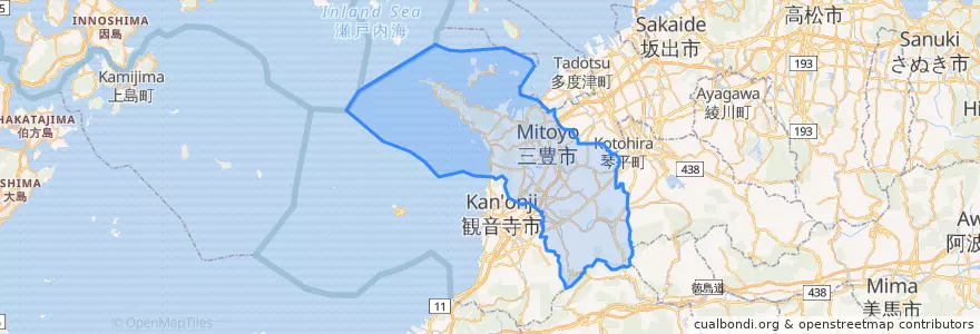 Mapa de ubicacion de 三豊市.
