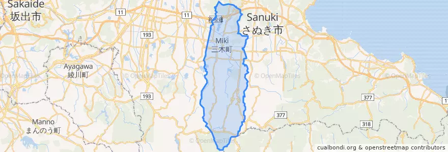 Mapa de ubicacion de 三木町.