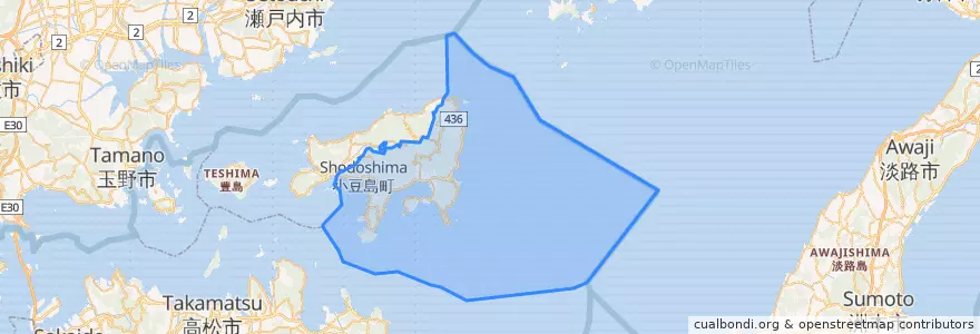 Mapa de ubicacion de 小豆岛町.