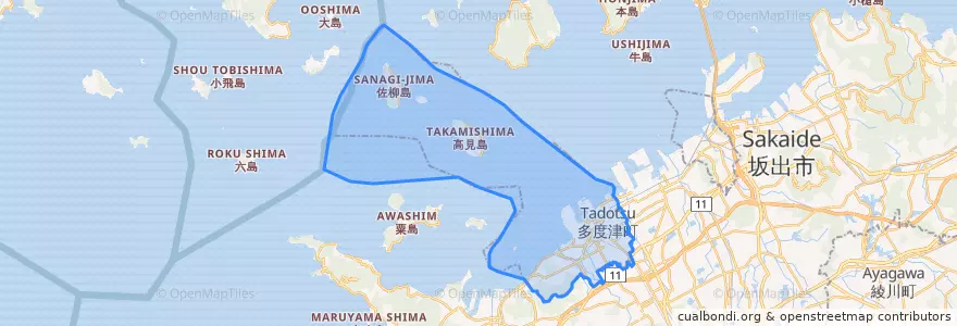 Mapa de ubicacion de 多度津町.