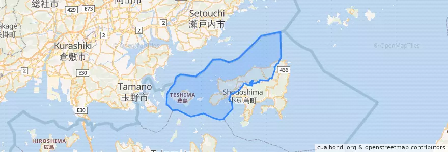Mapa de ubicacion de 土庄町.