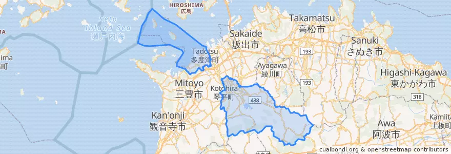Mapa de ubicacion de 仲多度郡.