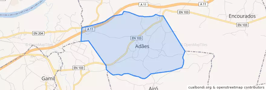 Mapa de ubicacion de Adães.