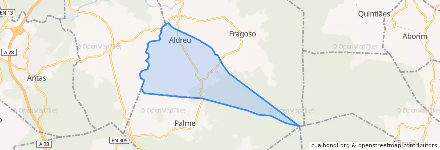 Mapa de ubicacion de Aldreu.