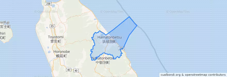 Mapa de ubicacion de 浜頓別町.