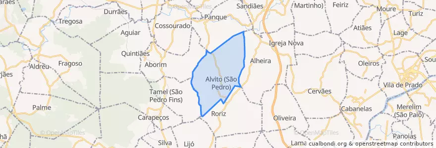 Mapa de ubicacion de Alvito (São Pedro e São Martinho) e Couto.