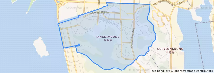 Mapa de ubicacion de 장림동.