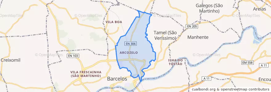Mapa de ubicacion de Arcozelo.