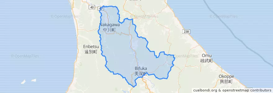 Mapa de ubicacion de 中川郡(天塩国).