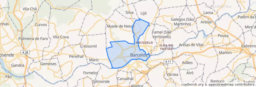 Mapa de ubicacion de Barcelos, Vila Boa e Vila Frescainha (São Martinho e São Pedro).