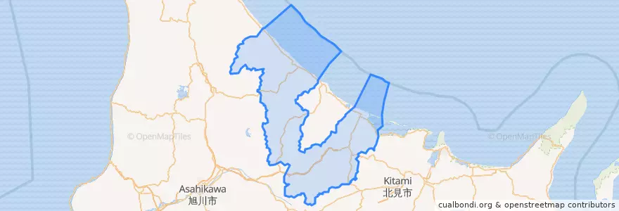 Mapa de ubicacion de 紋別郡.
