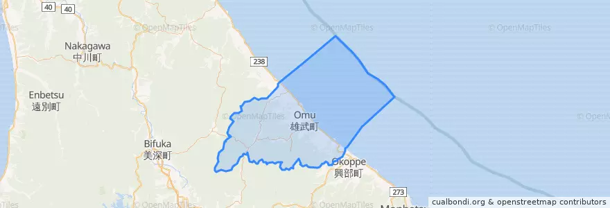 Mapa de ubicacion de 雄武町.
