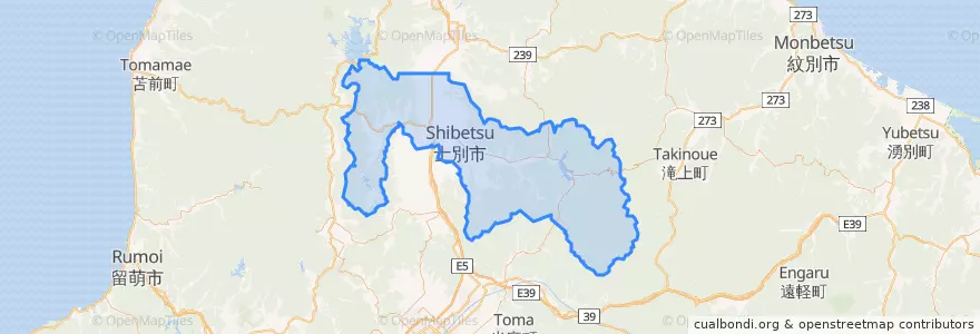 Mapa de ubicacion de 士別市.