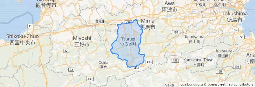 Mapa de ubicacion de つるぎ町.
