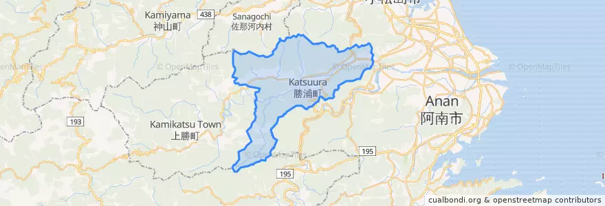 Mapa de ubicacion de 勝浦町.
