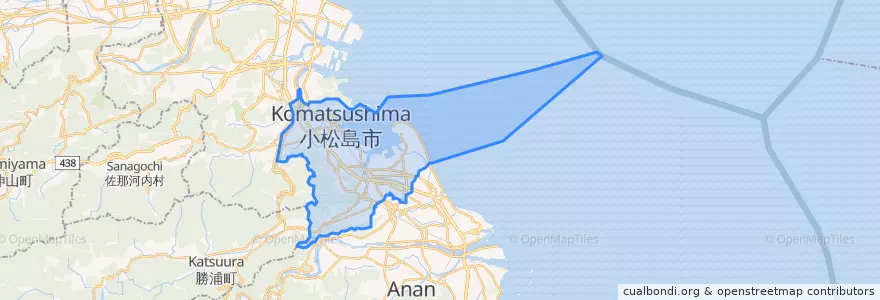 Mapa de ubicacion de 小松島市.