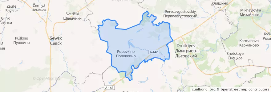 Mapa de ubicacion de Поповкинский сельсовет.