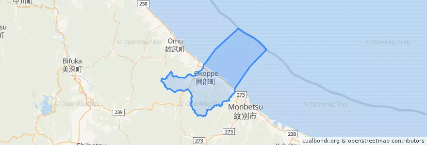 Mapa de ubicacion de 興部町.