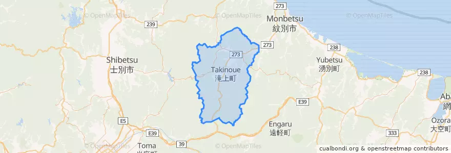 Mapa de ubicacion de 滝上町.