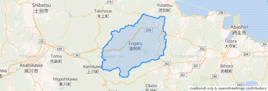 Mapa de ubicacion de 遠軽町.