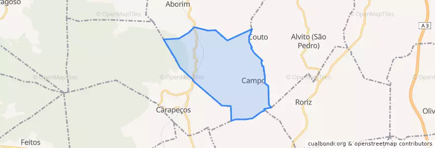 Mapa de ubicacion de Campo e Tamel (São Pedro Fins).