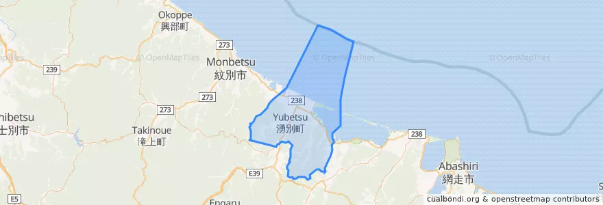 Mapa de ubicacion de 湧別町.