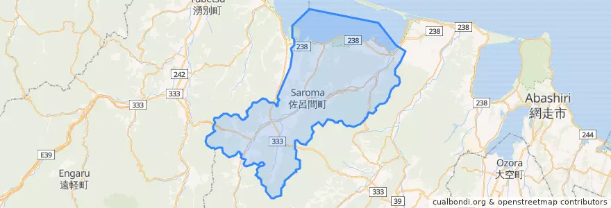 Mapa de ubicacion de 佐呂間町.
