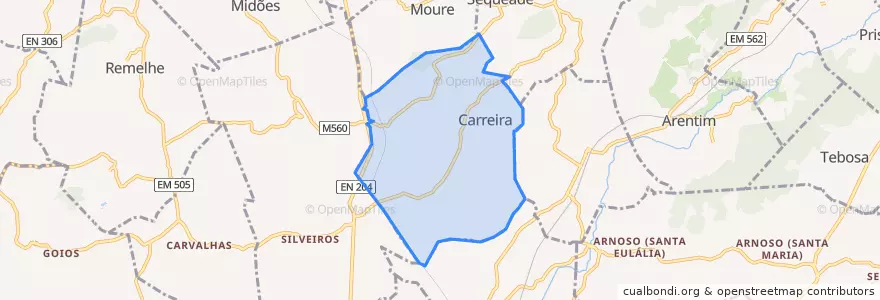 Mapa de ubicacion de Carreira e Fonte Coberta.