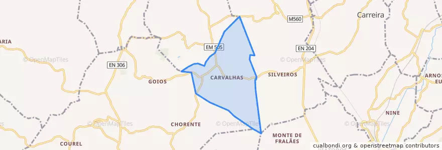 Mapa de ubicacion de Carvalhas.