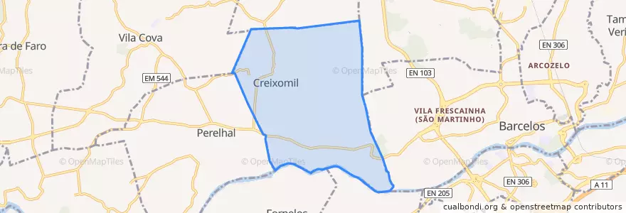 Mapa de ubicacion de Creixomil e Mariz.