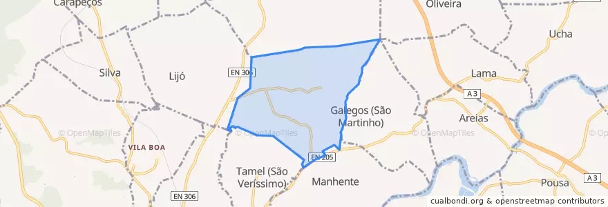 Mapa de ubicacion de Galegos (Santa Maria).