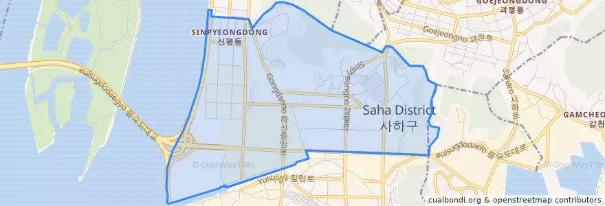 Mapa de ubicacion de 신평동.