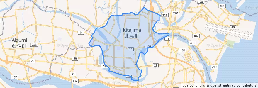 Mapa de ubicacion de 北島町.