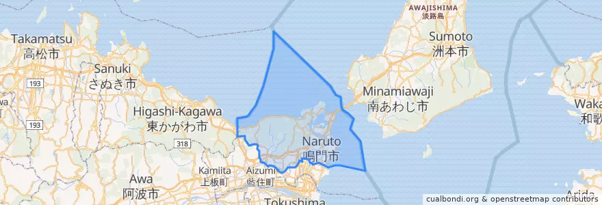 Mapa de ubicacion de 鳴門市.