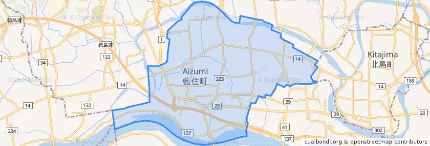 Mapa de ubicacion de 藍住町.