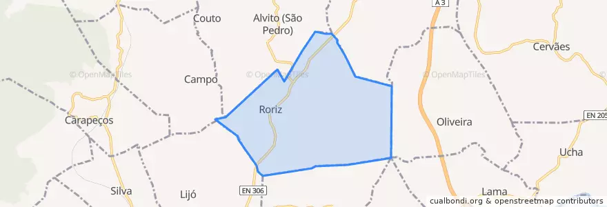 Mapa de ubicacion de Roriz.