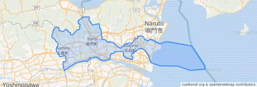 Mapa de ubicacion de 板野郡.