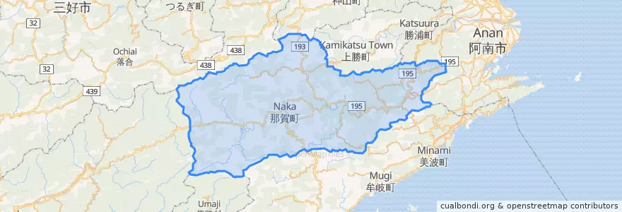 Mapa de ubicacion de 那賀郡.