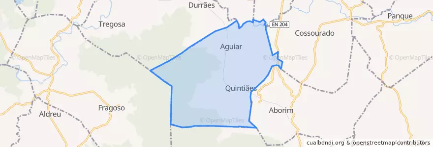 Mapa de ubicacion de Quintiães e Aguiar.