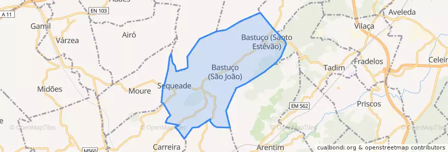 Mapa de ubicacion de Sequeade e Bastuço (São João e Santo Estêvão).