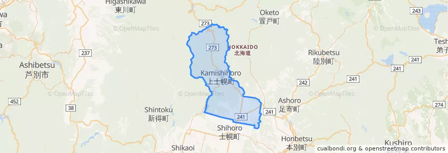 Mapa de ubicacion de 上士幌町.