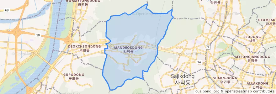 Mapa de ubicacion de Mandeok-dong.