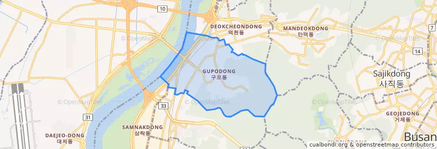 Mapa de ubicacion de 구포동.