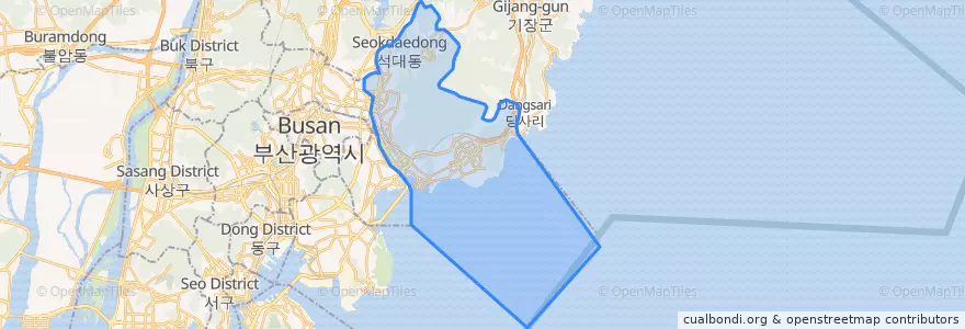 Mapa de ubicacion de Haeundae-gu.
