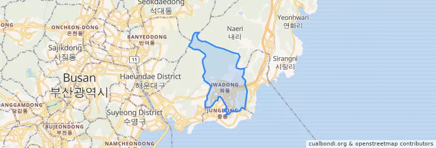 Mapa de ubicacion de 좌동.