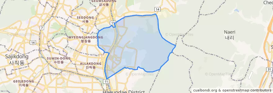 Mapa de ubicacion de 반여동.
