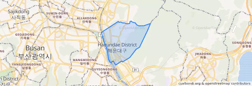 Mapa de ubicacion de 재송동.