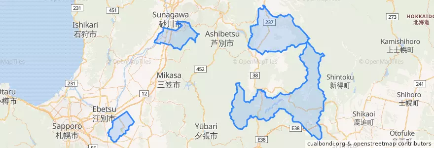 Mapa de ubicacion de 空知郡.